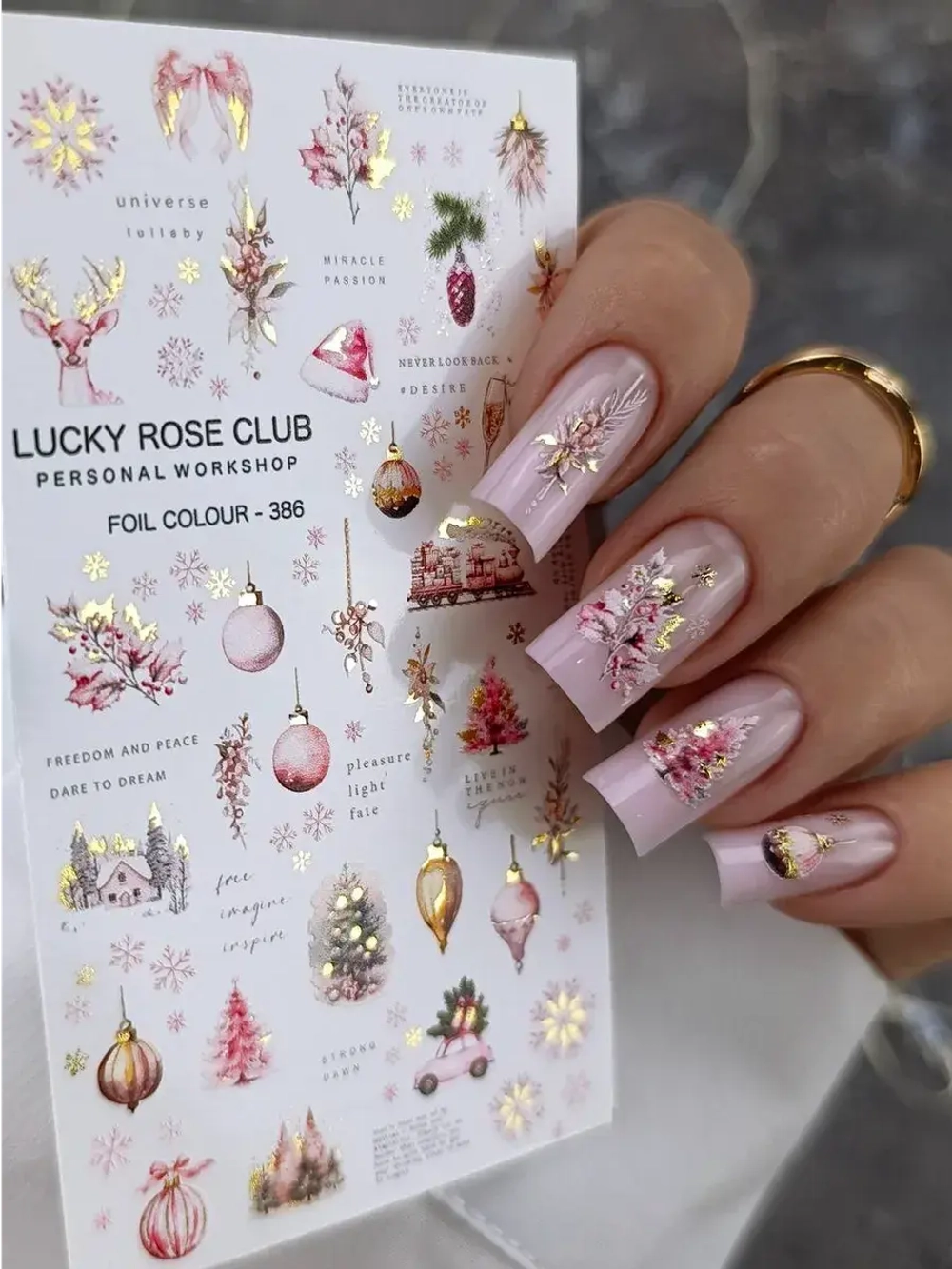 Lucky Rose Слайдеры наклейки для длинных ногтей 386