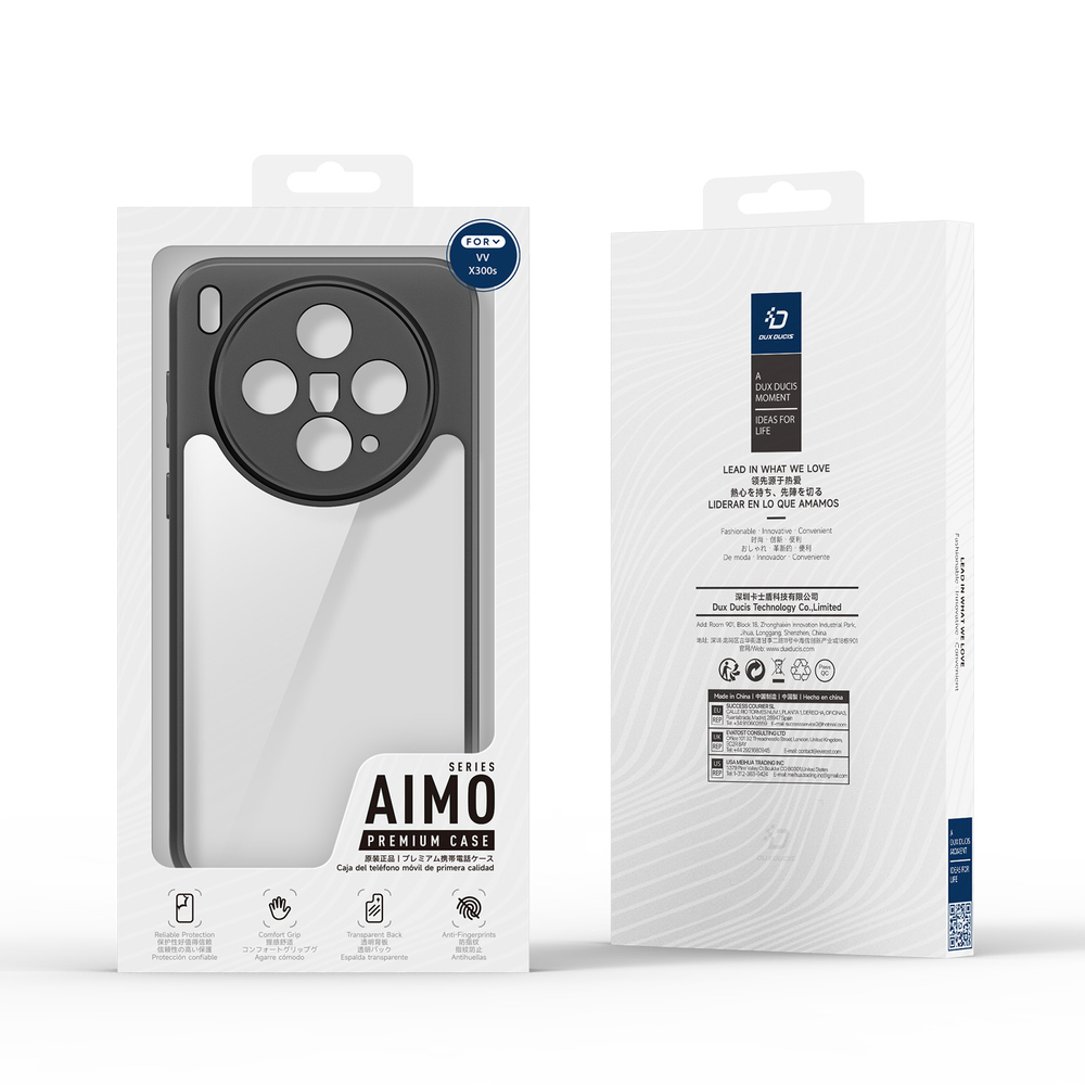 Чехол прозрачный с черными рамками для Vivo X300s, серия Aimo Series от Dux Ducis