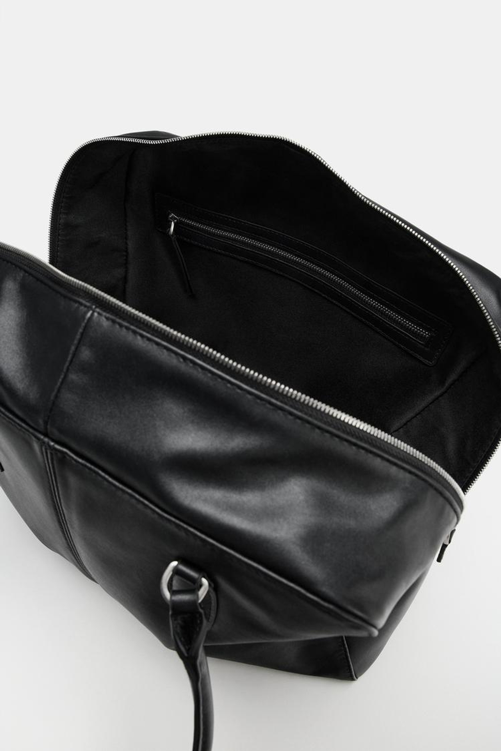 ZARA КОЖАНАЯ СУМКА НА ПЛЕЧО, ЧЕРНЫЙ