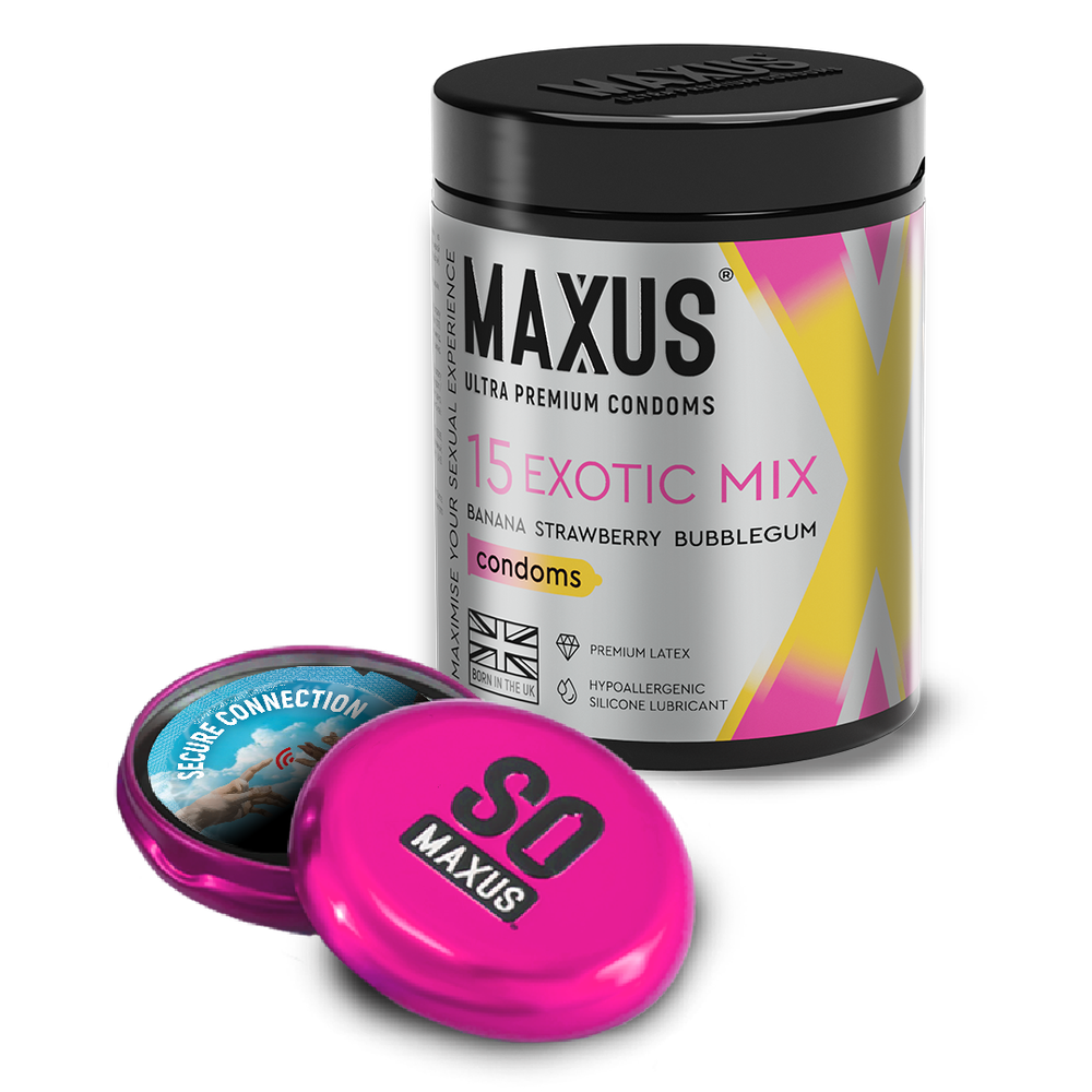 Ароматизированные презервативы MAXUS с железным кейсом, 15 шт