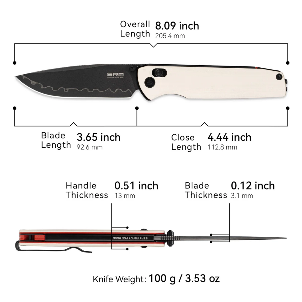 Нож складной SRM 258L-GT2 Terrier Black (140Cr Laminated, White G10)