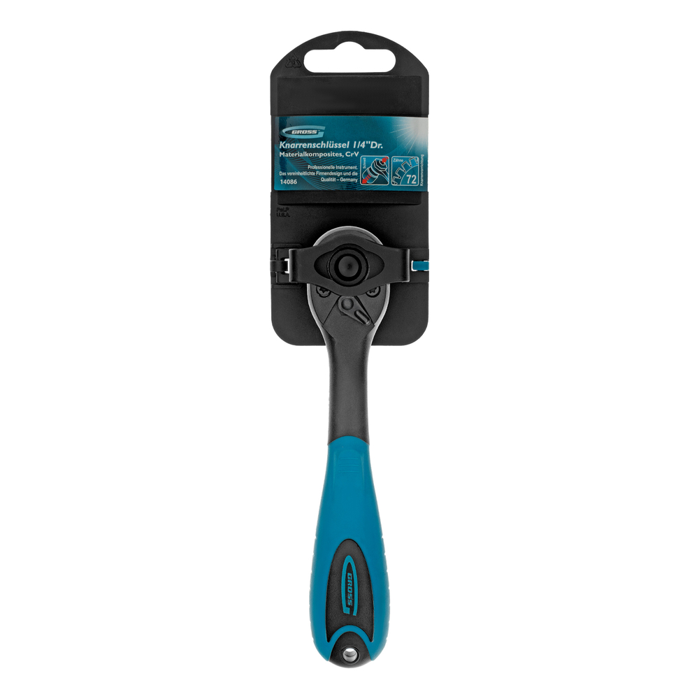 Ключ-трещотка 1/4", CrV, 72 зуба, с быстрым сбросом Gross