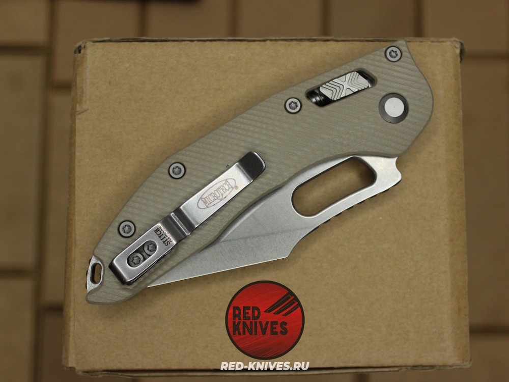 Нож Microtech Stitch Ram-Lok PS V.2025 - рукоять светлый G10, клинок серый, PS заточка