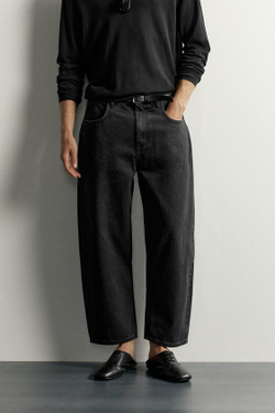 ZARA ДЖИНСЫ TAPERED WIDE LEG, ЧЕРНЫЙ