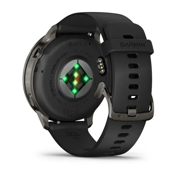 Умные часы Garmin Venu 4 45 мм, сланцевый корпус, черный силиконовый ремешок