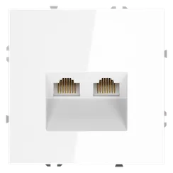 Розетка компьютерная двойная RJ45+RJ45 Cat 6 Voltum S70 Белый глянцевый VLS060201