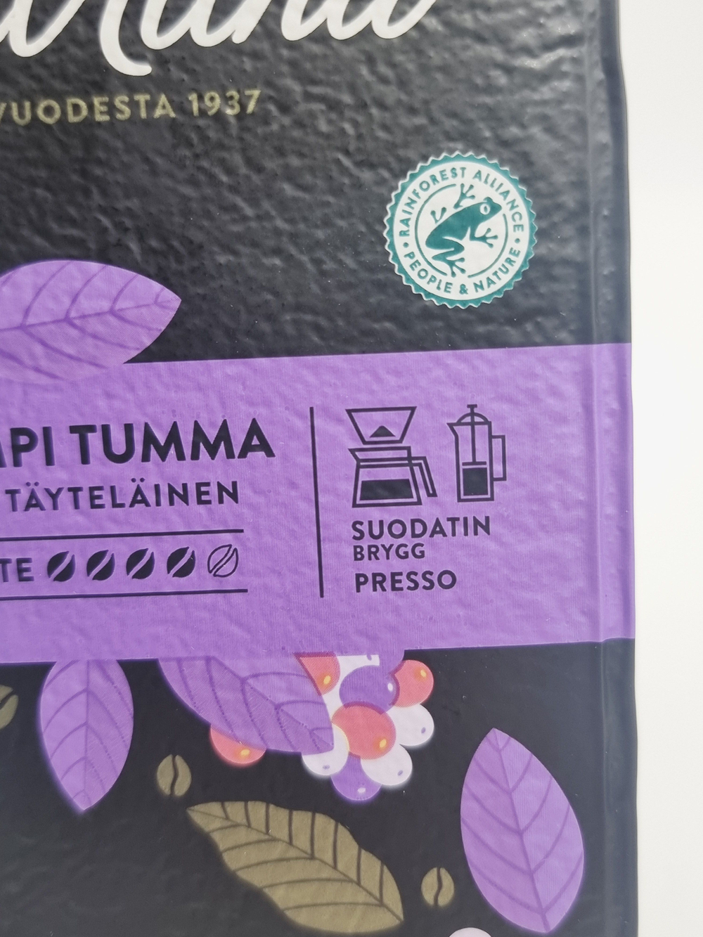 Кофе молотый Kulta Katriina Darker RFA для френч-пресса, 450 г, срок 04.2027 (Финляндия)