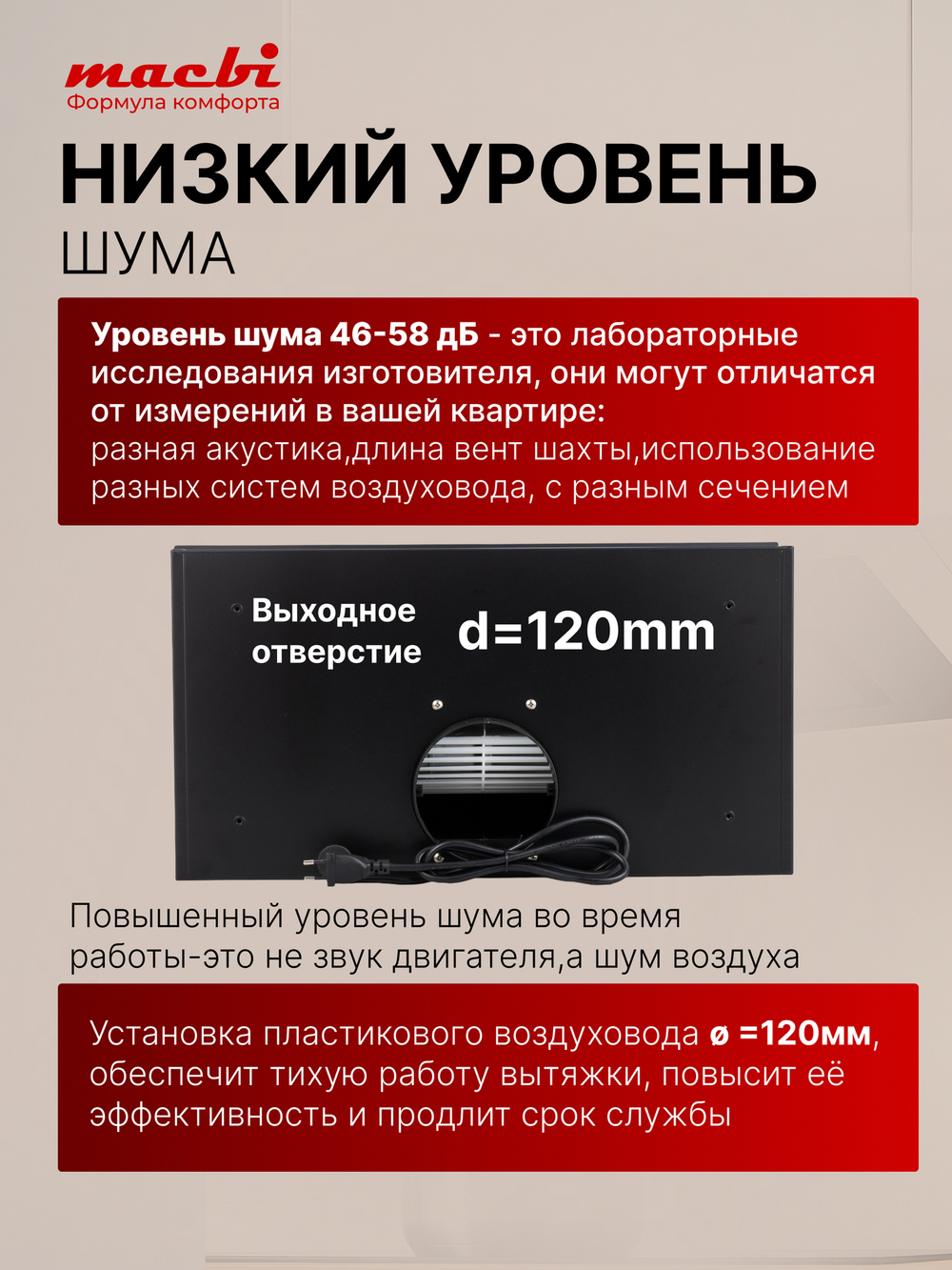 Вытяжка кухонная MACBI встраиваемая S-BOX-G55G BLACK 850м3/ч Черная (управление жестами)