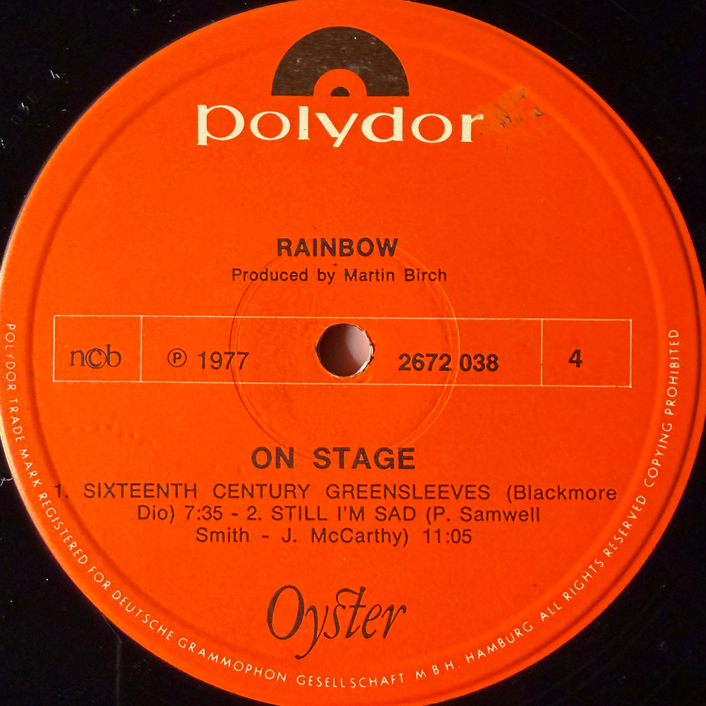 Rainbow ‎– On Stage 2LP (Скандинавия 1977г.)