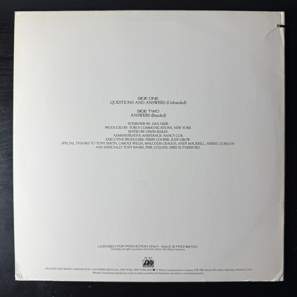 Genesis ‎– Tonight, Tonight, Tonight Exclusive Candid Interview (США 1986г.)