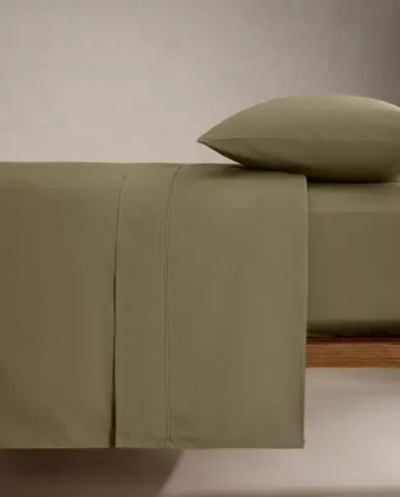 ZARA HOME (300 НИТЕЙ) ПОДОДЕЯЛЬНИК ИЗ ХЛОПКА ПЕРКАЛЬ, ТЕМНО-ЗЕЛЕНЫЙ
