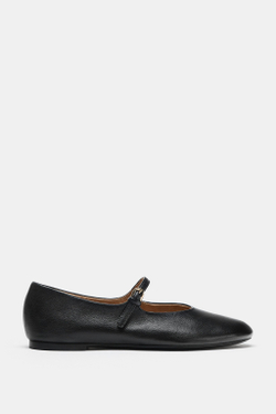 ZARA КОЖАНЫЕ БАЛЕТКИ, ЧЕРНЫЙ