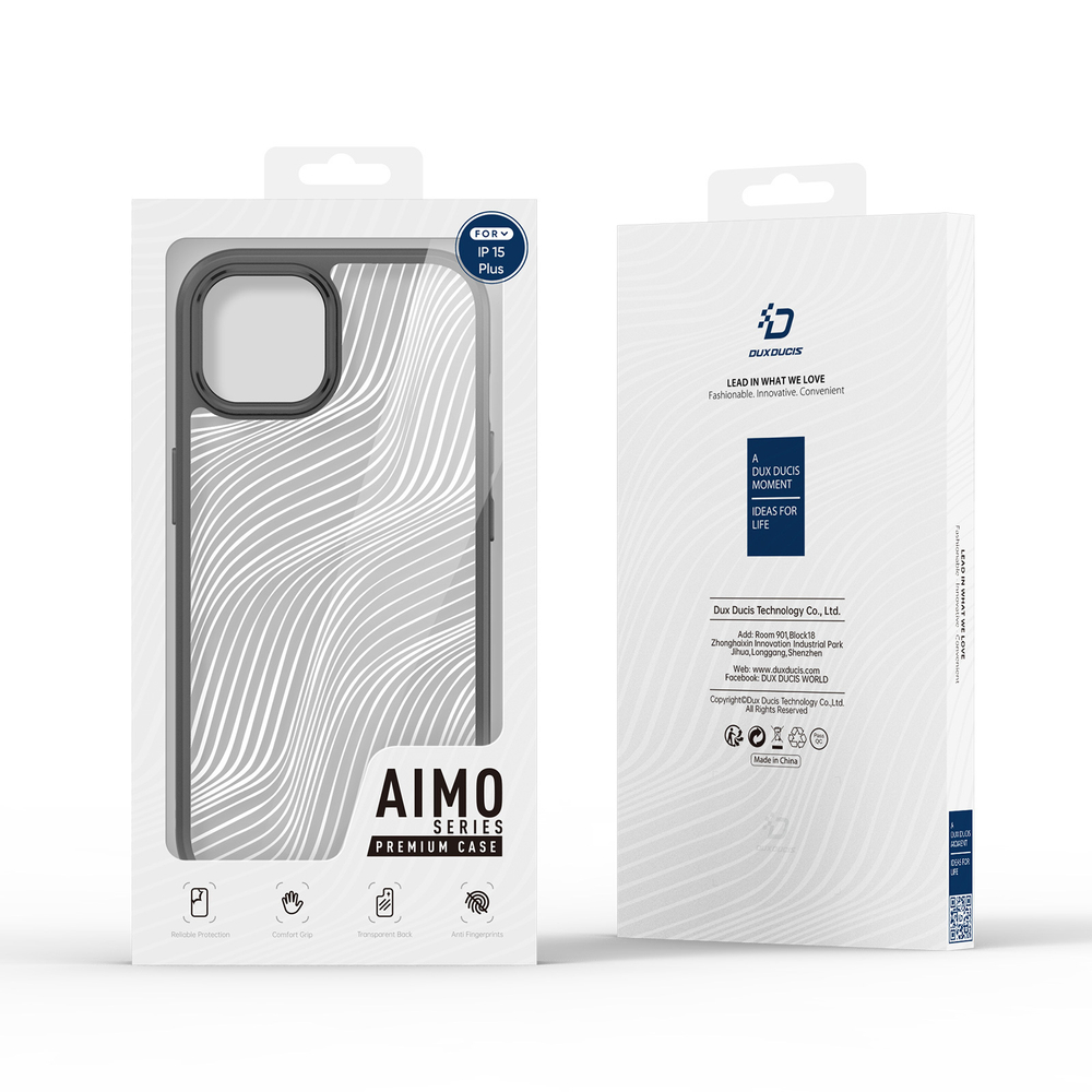 Чехол для iPhone 15 Plus, прозрачный с мягкими черными рамками, Dux Ducis, серия Aimo Series Case