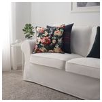 Чехол на подушку IKEA LEIKNY (ЛЕЙКНИ), Черный с цветочным рисунком, 50x50 см
