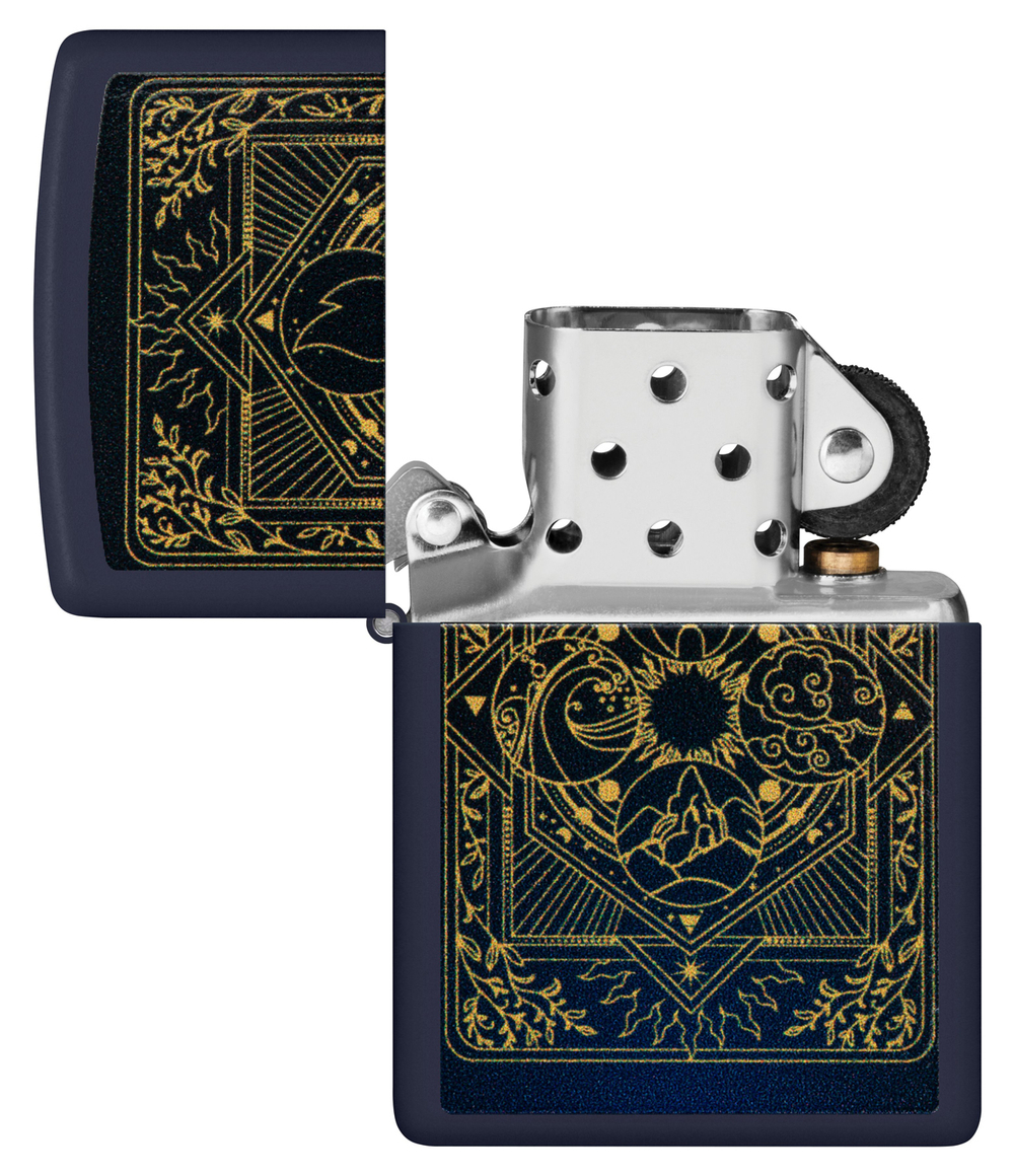 Зажигалка Zippo Elements Design с покрытием Navy Matte, латунь/сталь, синяя, матовая, 38x13x57 мм