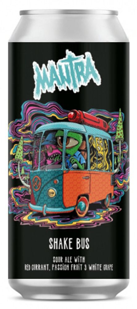 Пиво Мантра Шейк Бас Рэд Каррент, Пэшн Фрут, Вайт Грейп / Mantra Shake Bus Red Currant, Passion Fruit, White Grape 0.45 - банка