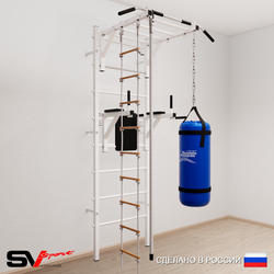 Шведская стенка Sv Sport усиленная 6452 (Турник рукоход/Брусья/Канат/Лестница/Цепь/Мешок 22кг)