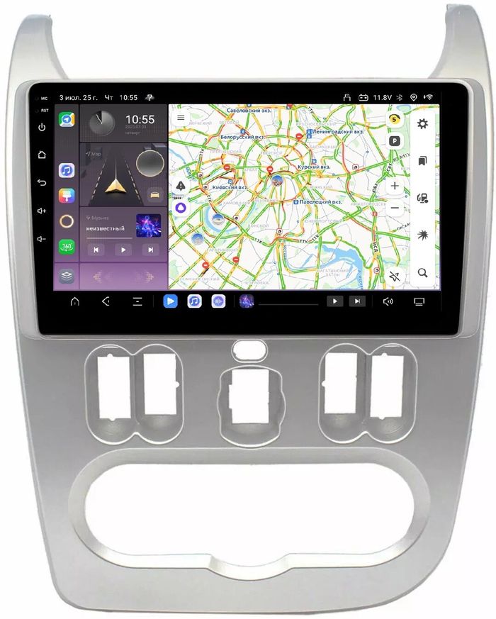 Магнитола для Renault Logan/Sandero 2009-2014 - Kuberg QLed, Android 13, Быстрейшая, CarPlay, SIM-слот