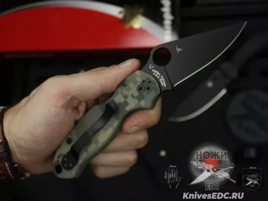 Нож складной Spyderco Para 3 223GPCMOBK c черным клинком CPM-S45VN, рукоять камуляжный G10