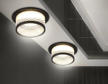 Встраиваемый светильник из стекла 1*GU5.3 TN1252 SBK/CL чёрный песок/прозрачный Acrylic Tech Ambrella