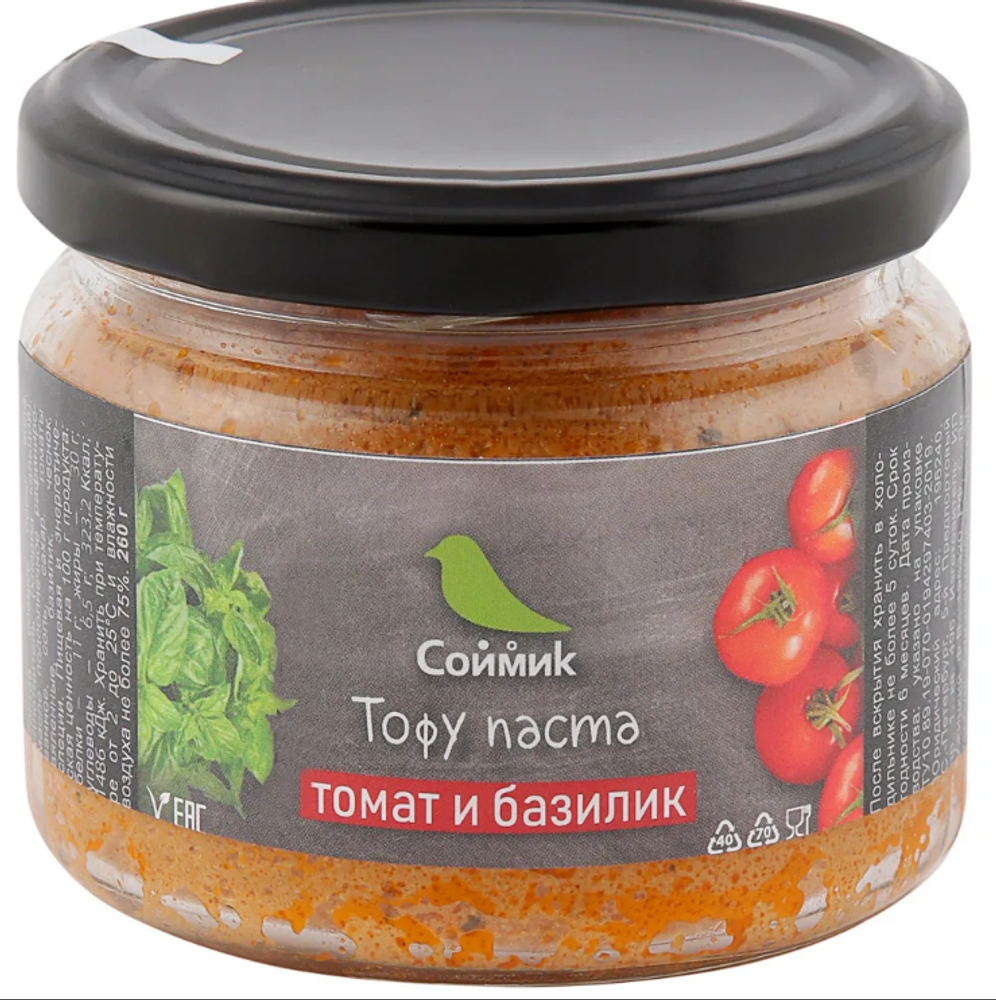Тофу-паста с томатом и базиликом Соймик, 260 г
