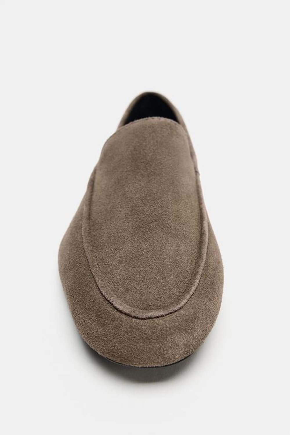 ZARA МЯГКИЕ ЗАМШЕВЫЕ ЛОФЕРЫ, СЕРО-КОРИЧНЕВЫЙ