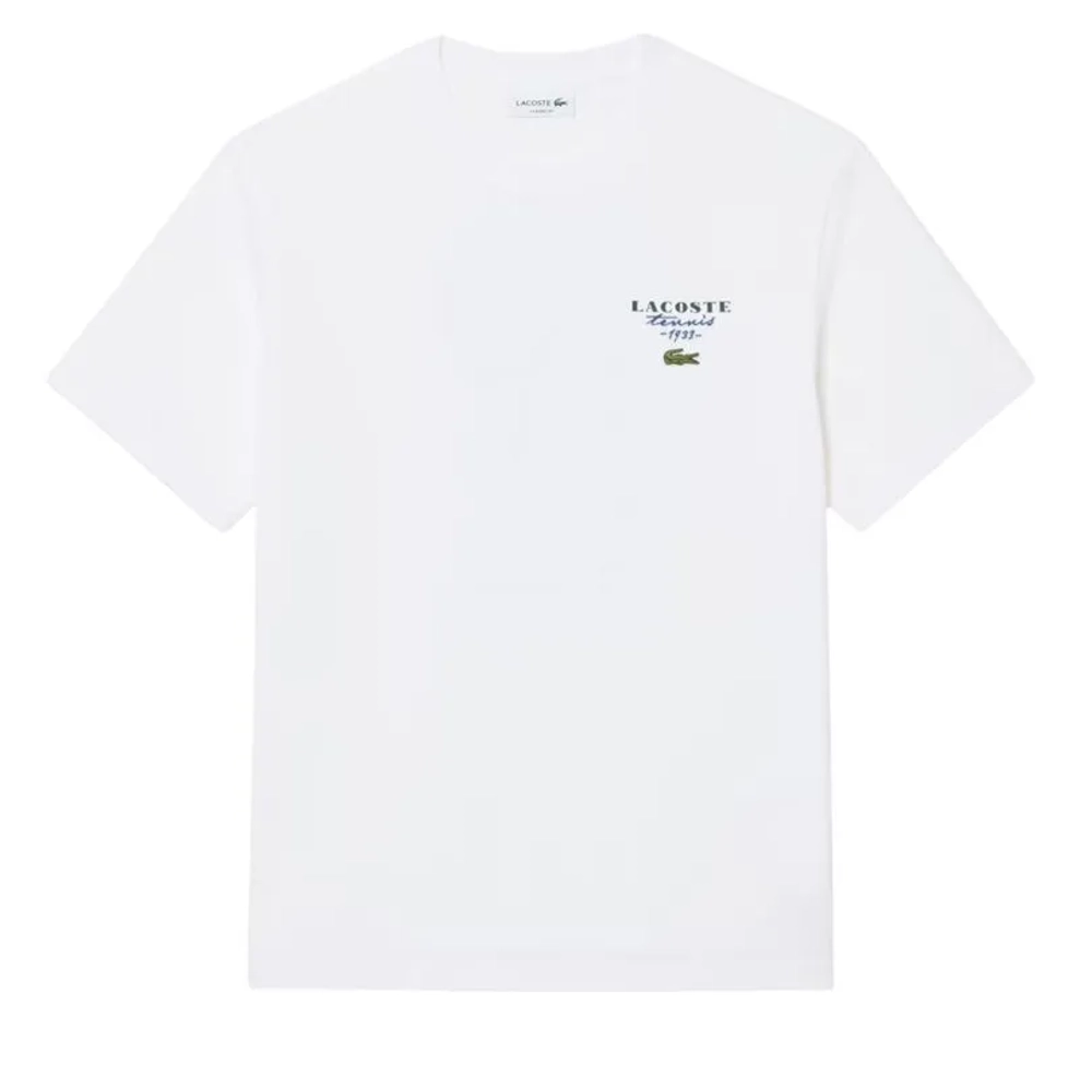 Мужская теннисная футболка Lacoste Embroidered Accent Tennis Print Jersey - white