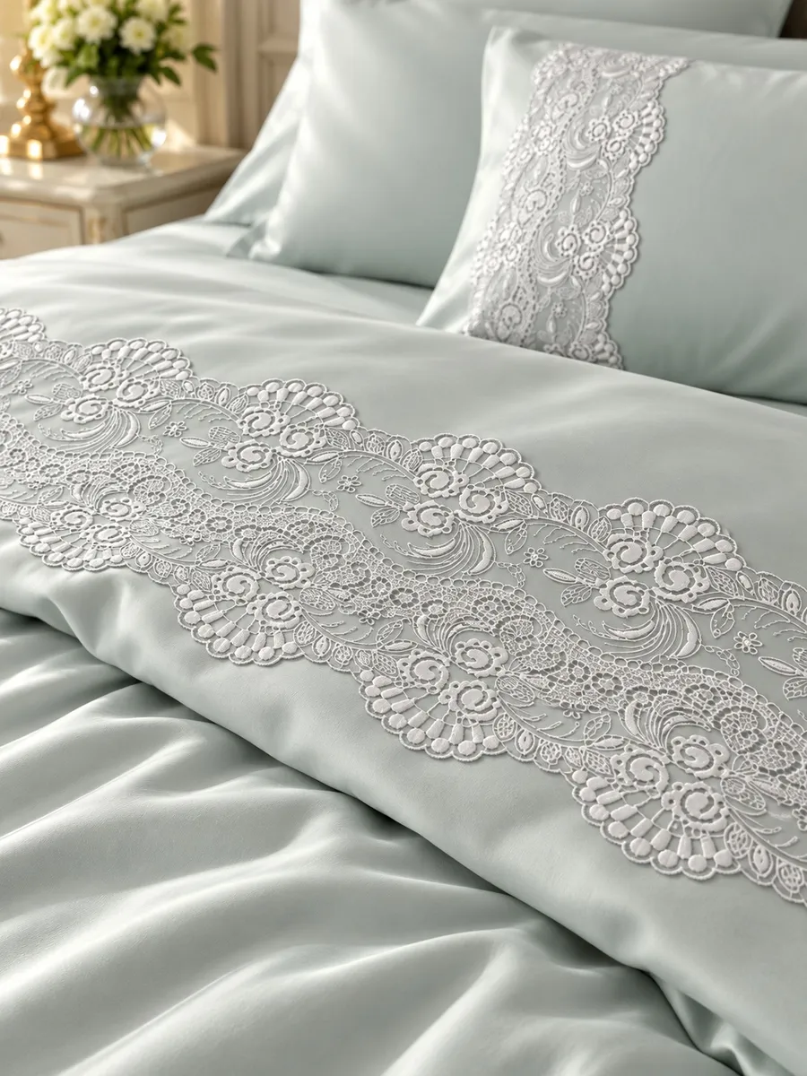 Gelin Home КПБ 6 пр. GULRU цвет мяты пододеяльник 200*220, простынь 240*260, наволочки 50*70 2шт, декоративные наволочки 50*70 2шт GLNN128 — фото 2