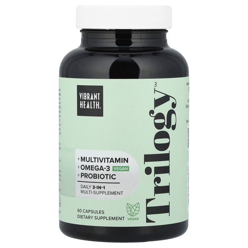 Vibrant Health, Trilogy ™, комплексная добавка 3 в 1 для ежедневного приема, веганский продукт, 60 капсул