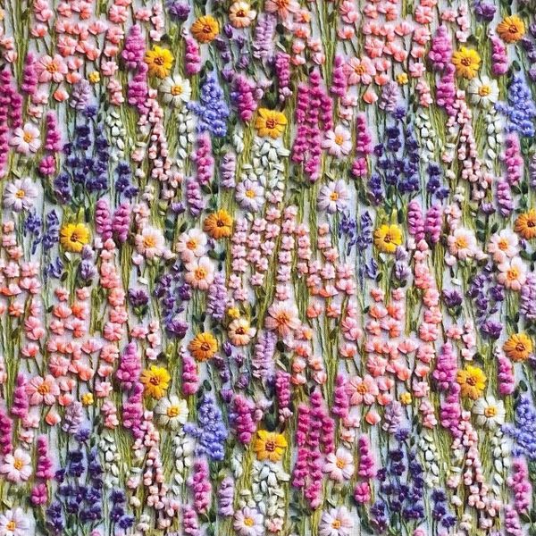 ИМИТАЦИЯ ЦВЕТОЧНОЙ ВЫШИВКИ #2, 100% хлопок Handmade Fabrics 1