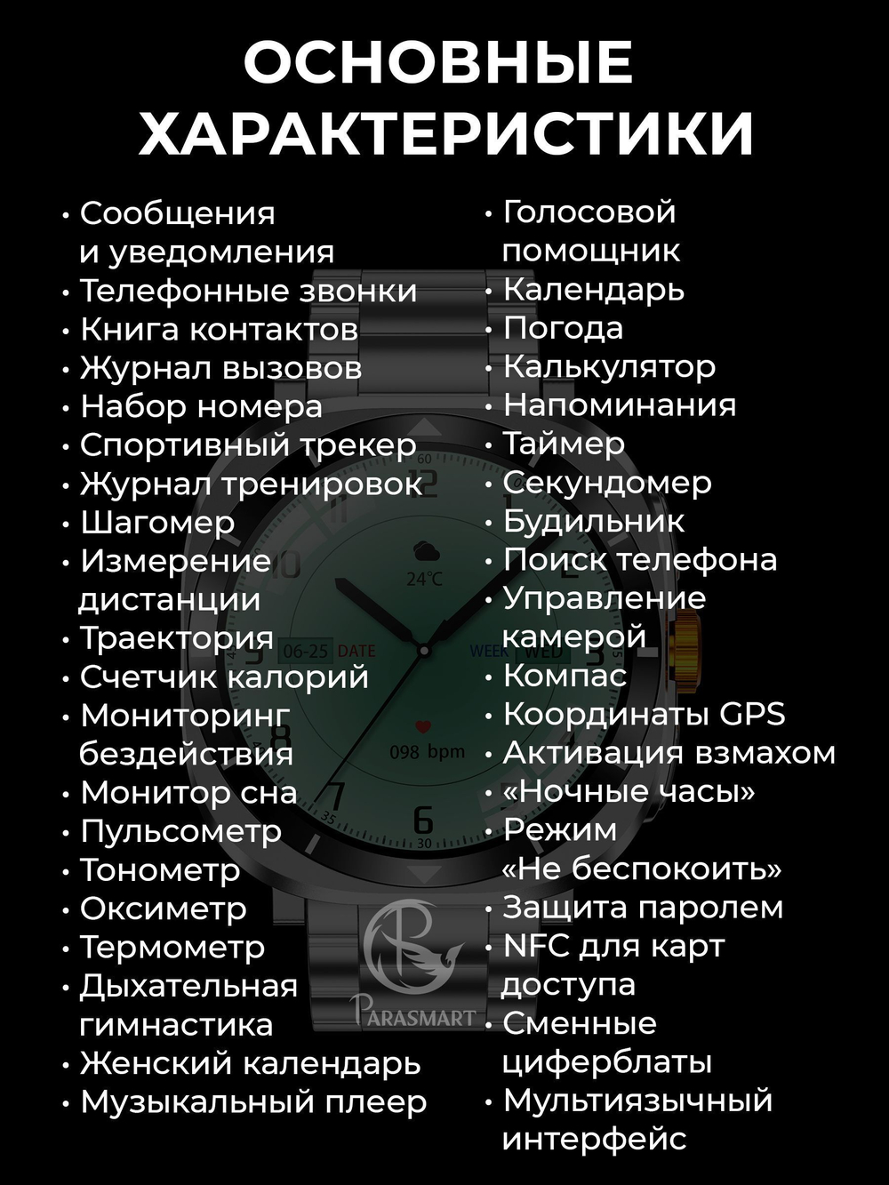 Смарт часы PARASMART CUBE F7 Ultra (металлический блочный браслет, черный)