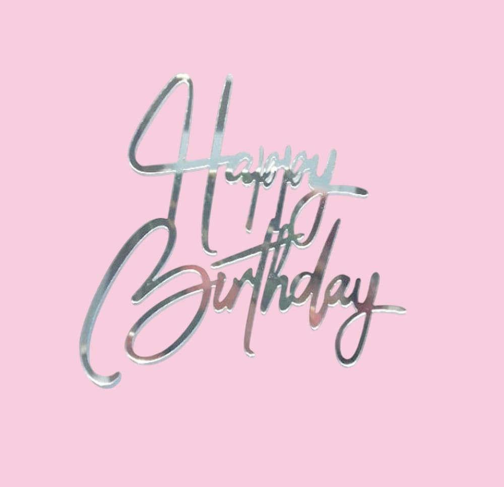 Топпер боковой "Happy Birthday", цвет серебро