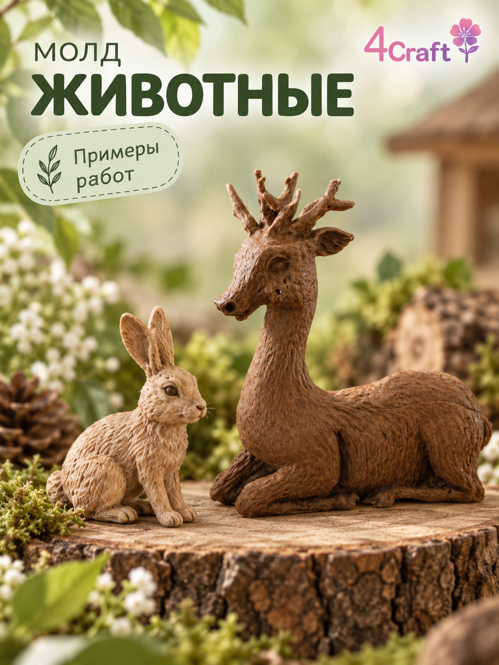 Молд Силиконовый Животные: Олень, Бобр, Бобер, Лиса, Белка, Косуля, Енот