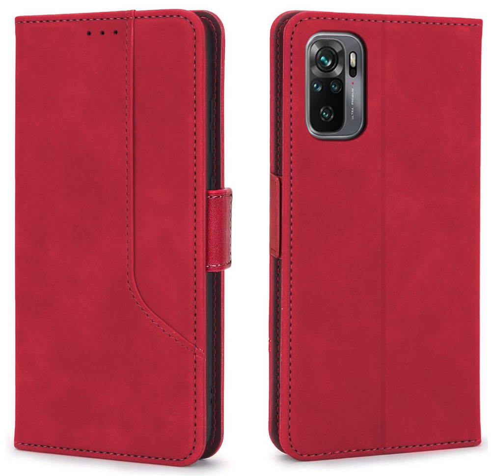 Стильный чехол-книжка из кожи для XIAOMI REDMI NOTE 10 / 10S и POCO M5s с отделом для наличных, 3 слотами для карт и подставкой