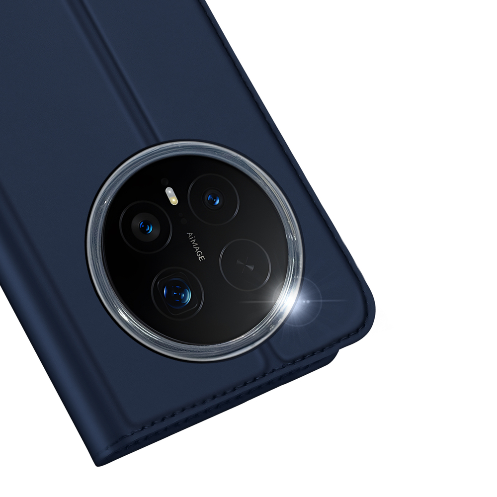 Чехол книжка синего цвета из кожи для Honor Magic 8 Pro, серия Skin Pro Series от Dux Ducis