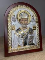 Николай Чудотворец, икона арочная, красное дерево 206х275