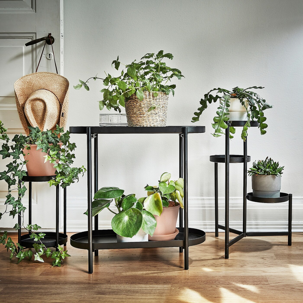 IKEA OLIVBLAD  (ИКЕА ОЛИВБЛАД)  -  Подставка для цветочного горшка, внутренняя/наружная, черная, 35 см