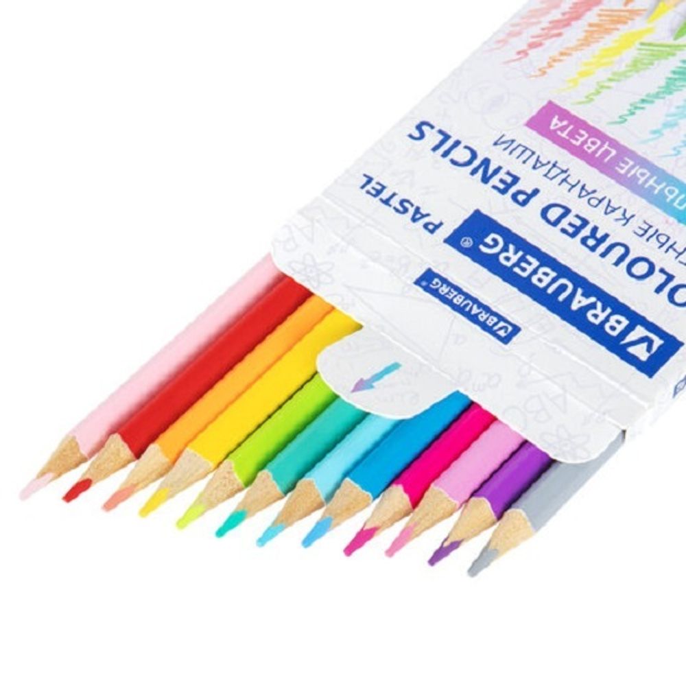 Карандаши цветные трехгранные 12цв. Brauberg Pastel