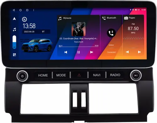 Магнитола для Toyota Land Cruiser Prado 150 2014-2017 - Canbox H-Line 0074 монитор 12.3" QLED в стиле MERCEDES на Android 10, Быстрая, ТОП-процессор, CarPlay, 4G SIM-слот
