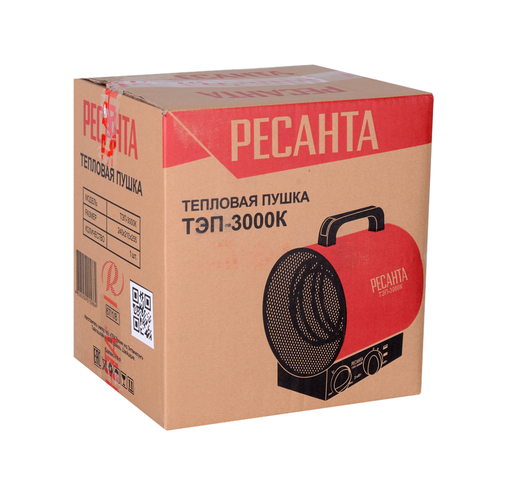 Электрическая тепловая пушка РЕСАНТА ТЭП-3000К - [3 кВт / 220В]