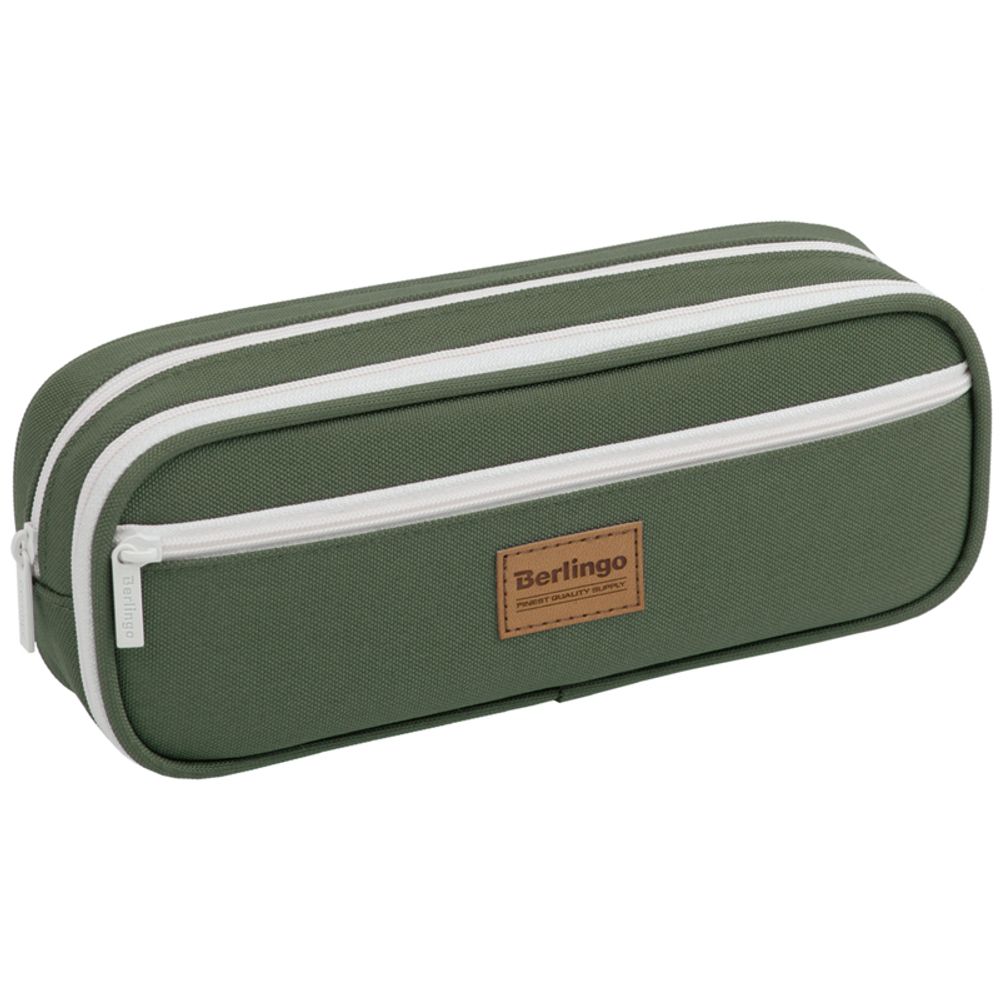 Пенал мягкий прямоугольный 2 отделения 220х80х50 Berlingo Classic military, ткань
