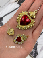 Подвеска "Пылающее сердце" со стразами золотистая