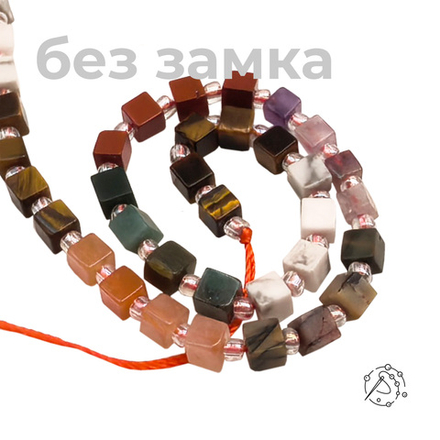 Нить бусин микс (аметист, халцедон, тигровый глаз, яшма, говлит)