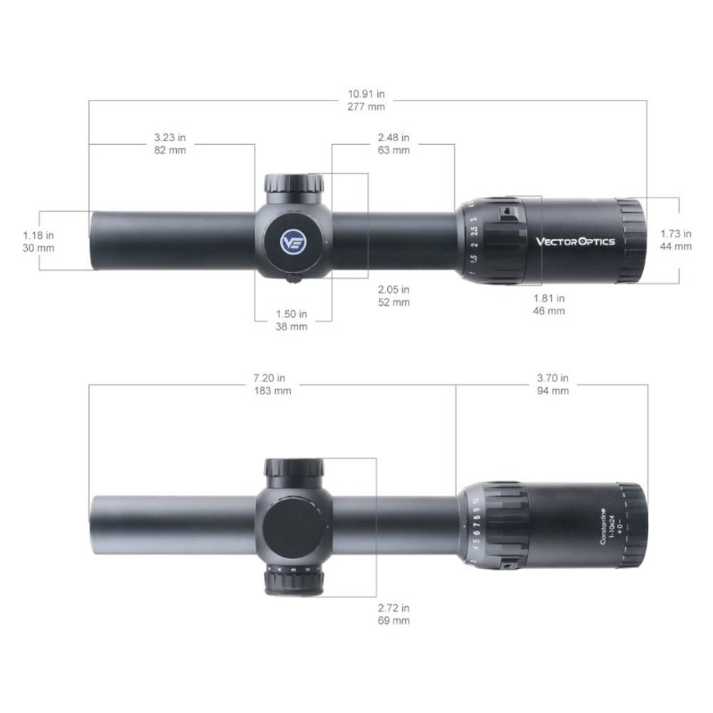 Оптический прицел Vector Optics Constantine 1-10x24 SFP, ( Сетка Fiber Center Dot / с подсветкой )