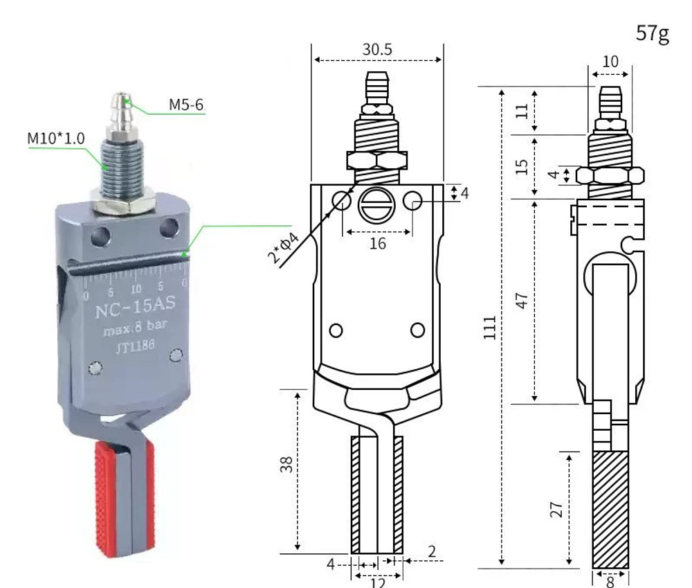 Mini-nc-15as (internal support range: 13-33mm) external teeth without sensor line