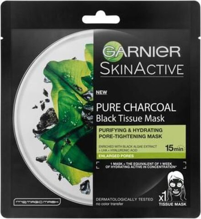 Маска Pure Charcoal с водорослями, гиалуроновой кислотой, LHA, сужает поры и увлажняет, 28 г