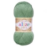 Пряжа Alize (Ализе) Diva / уп.5 мот. по 100 г, 350 м, 852 зелёный
