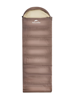 Спальный мешок Naturehike U250 с капюшоном, коричневый (NH20MSD07), молния слева