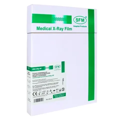 Пленка рентгеновская медицинская SFM X-Ray GF 18 х 24 см зеленочувствительная 100 листов