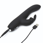 Черный вибратор с клиторальным отростком Greedy Girl Slimline Rabbit Vibrator - 22,8 см. (Цвет: черный)
